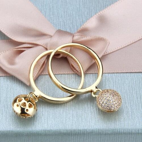 SUNSLL Fashion New Gold Copper Ring White Zirconia Ring For Women Four Size Ring Anniversary Party Exquisite Jewelry Ring Gift