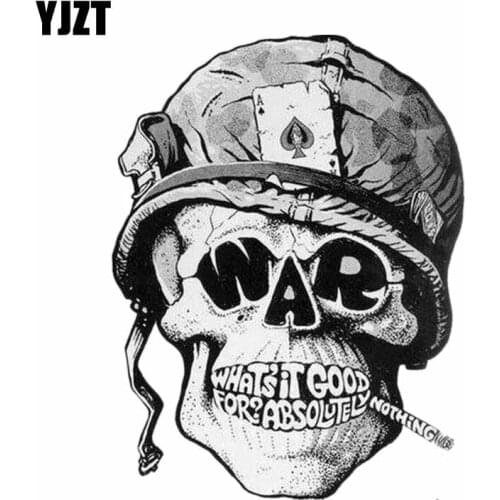 YJZT 11.2CM*14.8CM Car Accessories Smoking Skull Motorcycle Helmet Decal Car Sticker 6-2391