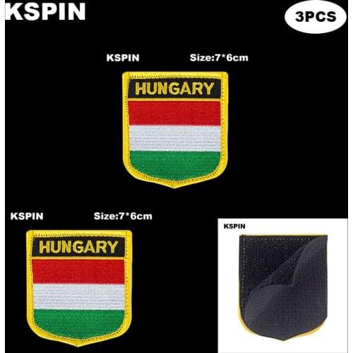 National Flag Patch Hook Loop Hungary Badges Armband 3D Stick on Jacket Backpack Stickers