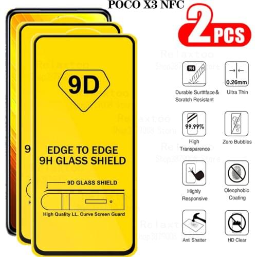 Pocox3 2Pcs full cover Protective Glass for xiaomi Poco X3 NFC Screen Protector on Xiomi Pocophone X3 NFC foco X3 3X Phone Film