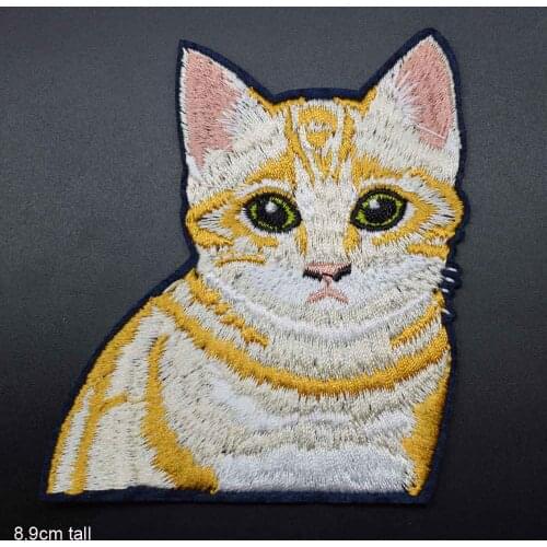 Yellow Cat Animal Iron On Embroidered Clothes Patches For Clothing Stickers Garment Wholesale