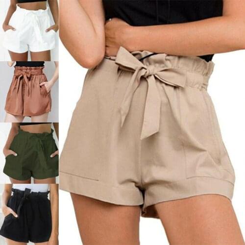 2020 New Fahsion Women High Waist Paper Bag Tie Belt Shorts Ladies Summer Pants Size 6-14