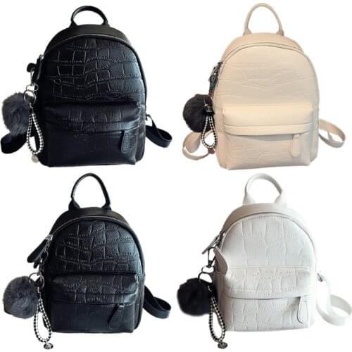 Mini Backpack Women PU Leather Shoulder Bag for Teenage Girls School Bags Stone Pattern Multi-Function Female Daypack