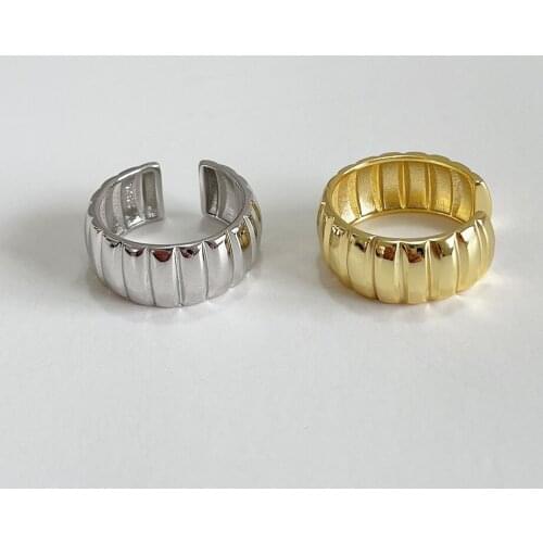 Wide face gear ring opening 925 sterling silver ring is a minimalist Celi French style jewelry for women