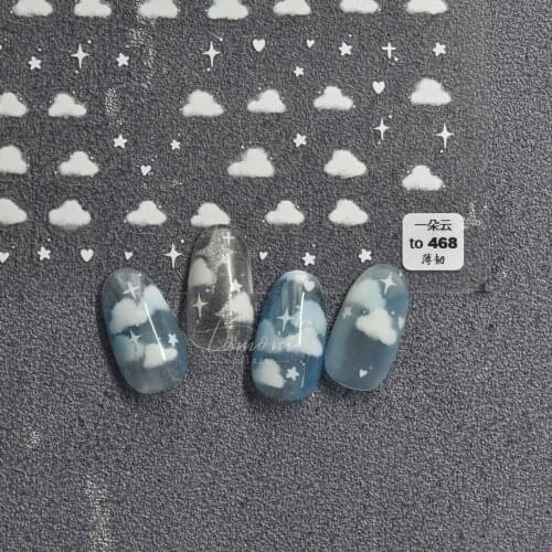 1 Sheet Cloud 3D Nail Sticker Heart Summer Nail Decals for Nails Simulation Manicure 3D Accessories
