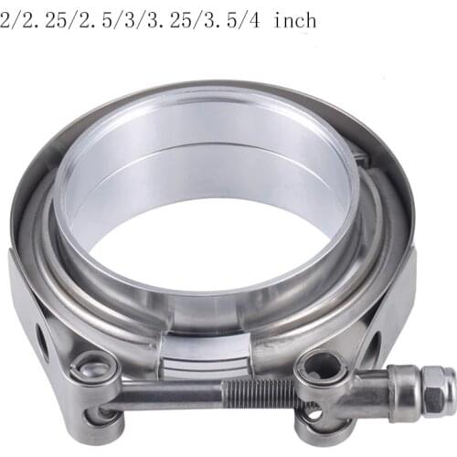 2/2.25/2.5/3/3.25/3.5/4 inch V-Band Clamp Stainless Steel Exhaust Downpipe Clamp Flat Flange Assembly Car Accessories