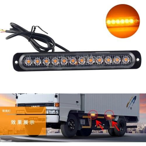 2x Waterproof LED Trailer Truck Brake Light Side Strobe Light 12LED Signal Warning Light 12V-24V Flowing Signal Light Lamp