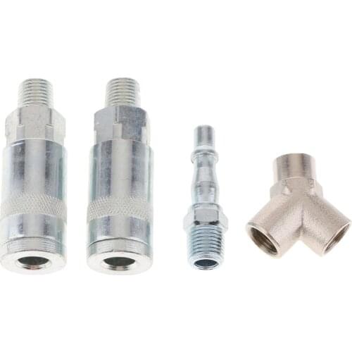 4 Pcs/set Tee Joints Air Line Hose Compressor Fitting Connectors Quick Release