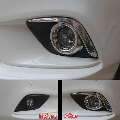 4x Car Front L&R Fog Light Lamp Cover Trim Eyelids Strip Sticker Frame Covers For Mazda 6 Atenza 2014-2016 Car-styling