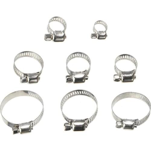 91Pcs/Set 8-44mm Stainless Steel Water Pipe Fuel Hose Clamp Clip Pipe Tube Tool with Storage Box Metal Fastener Assortment Kit