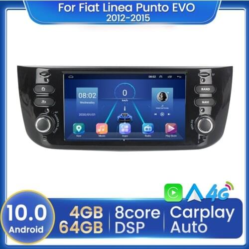 Android 10 DSP 4GB+64GB Autoradio 2 Din Car DVD Multimedia Player For Fiat/Linea/Punto evo 2012-2015 GPS Navigation Stereo audio