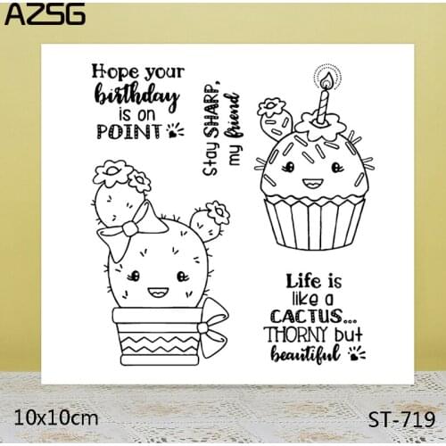 AZSG Cute Cactus Clear Stamps/Seals For DIY Scrapbooking/Card Making/Album Decorative Silicone Stamp Crafts