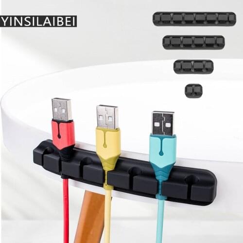 Cable Holder Silicone Cable Organizer USB Winder Desktop Tidy Management Clips Holder for Mouse Keyboard Earphone Headset