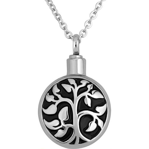 Tree of Life Unisex Stainless Memorial Cremation Necklace Memorial Keepsake Screw Ashes Holder Urn Pendant Jewelry