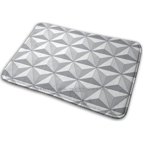 Geodesic Sphere , Greyscale - Dark Mat Rug Carpet Anti - Slip Bedroom Entrance Door Mat Parks Pride Walt World Magic Rainbow Ret
