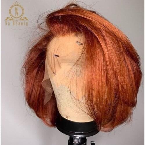 Ginger Orange 613 Colored Water Wave Short Wig For Women 13x6 Lace Front Wigs With Baby Hair PrePlucked Bleached Knots Nabeauty