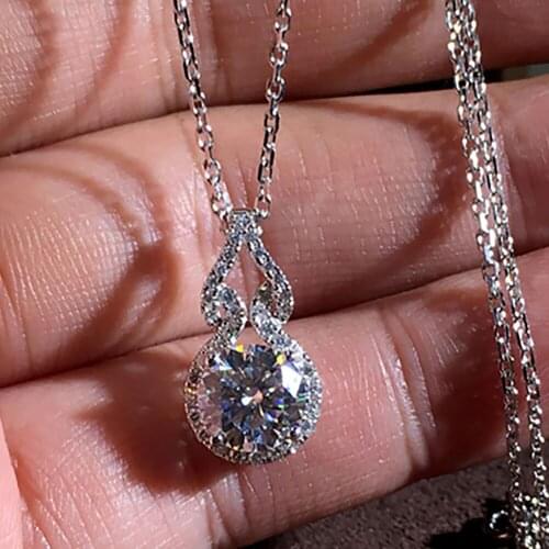 10K White Gold Women Pendants Necklaces Moissanite Diamond 0.5 1 2 3 4 5 Carat Round Gourd Wedding Engagement Party Gift