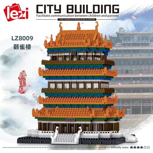 LZ8009 Guanque tower Chinese World Famous Buildings Diamond particles model building block toy for children gifts