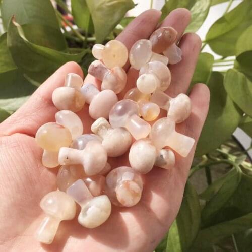 Cute Natural Coral Jades Mushroom Quartz Crystal Hand Polished Healing Crystal Stone Star Decoration Home Decor DIY Gifts