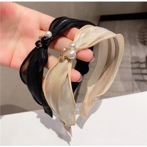 Fashion Hair Hoop For Girls Hair Accessories pearls beads Lace Multicolor Headband Bohemia Style Lady Small Fresh 1pcs