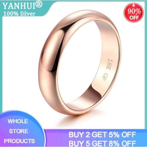 Never Fade Couple Simple Smooth Round Rings 18K Rose Gold Fashion Wedding Band Stainless Steel Jewelry For Men&Women Lover Rings