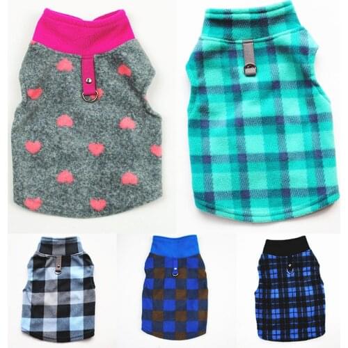 Bulldog-Clothes Winter Fleece Pet Sweater For Small Medium Dogs Warm Plaid Puppy Vest Coat Pet Costumes Shirt For Puppy Dogs