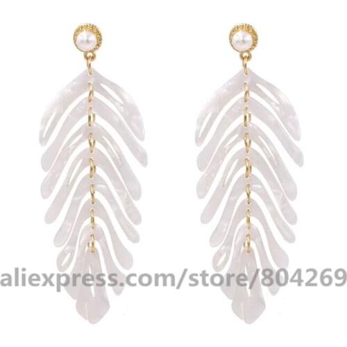 Wholesale Factory Earring Jewellery Women Acrylic Leaf Stud Earrings For Women Fashion Dramatic Pendant Earrings