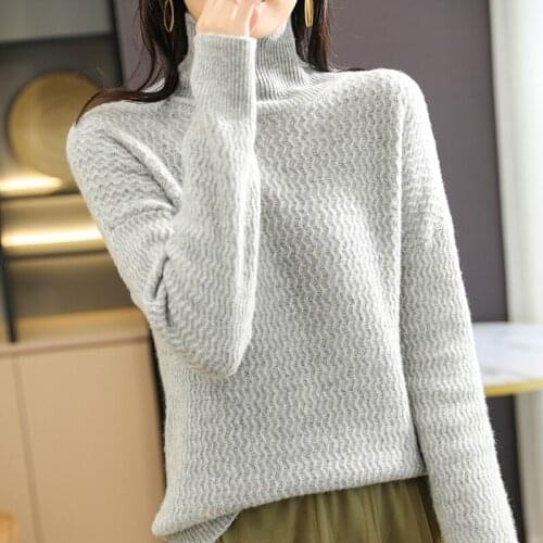 Autumn and winter new cashmere sweater women turtleneck sweater loose solid color was thin wild pure wool knitted pullover
