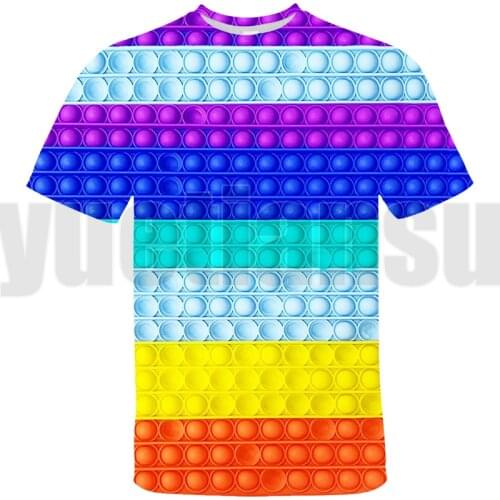 Family Games POP It T Shirt Men Rainbow Pop Fidget Tee Tops Kids Oversized Tshirt Kid Streetwear Teenagers O-Neck Summer T-shirt