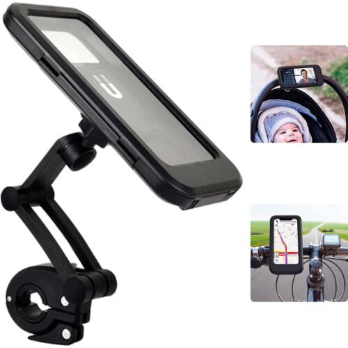 Adjustable Waterproof Bicycle Phone Holder 6.7Inch Motorcycle Mobile Cellphone GPS Holder Mount 360° Rotatable Anti-Shake Stable