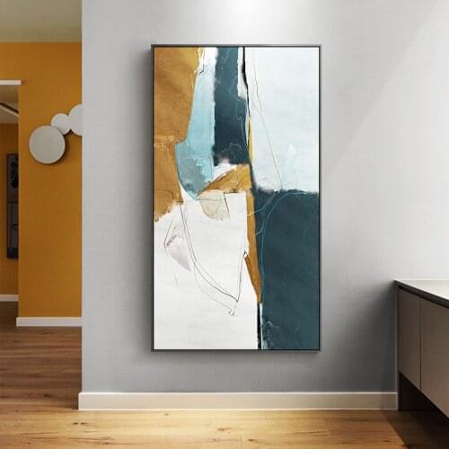 Modern Abstract Gold Foil Lines Canvas Poster Colorful Wall Art Paintings Print Wall Pictures for Living Room Bedroom Home Decor