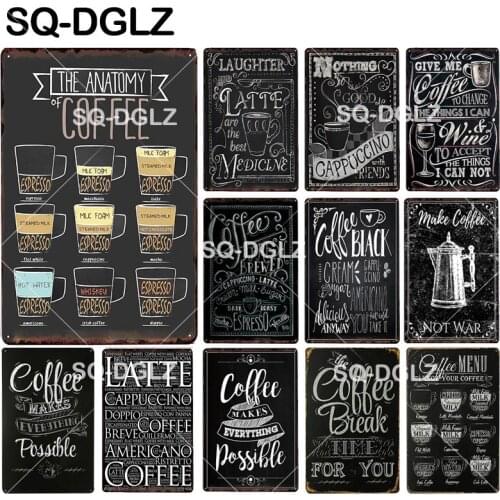 [SQ-DGLZ]Coffee Makes Everything Possible Tin Sign Cafe Wall Decor Coffee Break Metal Crafts Coffee & Wine Plaques Metal Sign