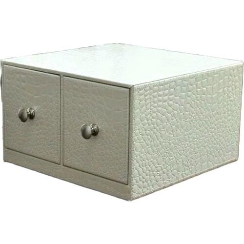 Creative large capacity CD storage drawer/box white crocodile PU leather disc sorting drawers