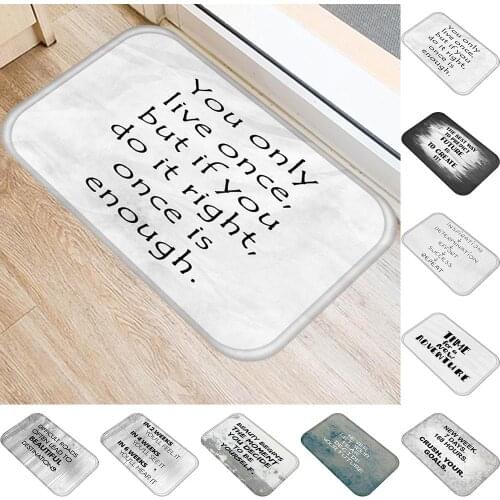 Vintage English Proverb Hallway Door Mat Entrance Rug Anti-slip Bathroom Carpet