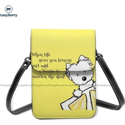 West Highland White Terrier Shoulder Bag Business Student Mobile Phone Bag Fashion Reusable Leather Bags