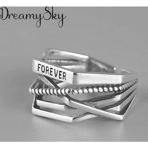 DreamySky Bijoux Boho Silver Color Geometric Irregular Rings For Women Gifts Large Adjustable Finger Rings