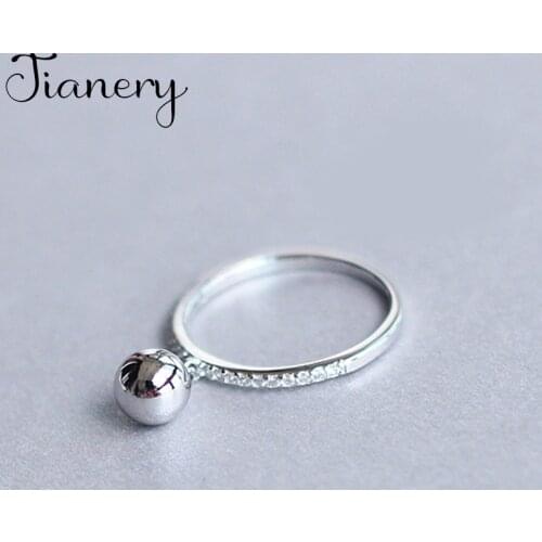 JIANERY Boho Style Silver Color Beads Ball Rings For Women Lady Girls Opening Rings Party Gifts Anillos 2019