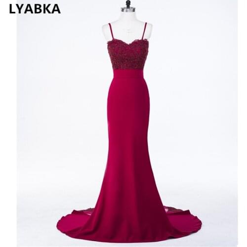 Burgundy Evening Dress Abendkleider Sweetheart Mermaid Prom Dress With Appliques Evening Dresses Long Dress 2019 Robe De Soiree