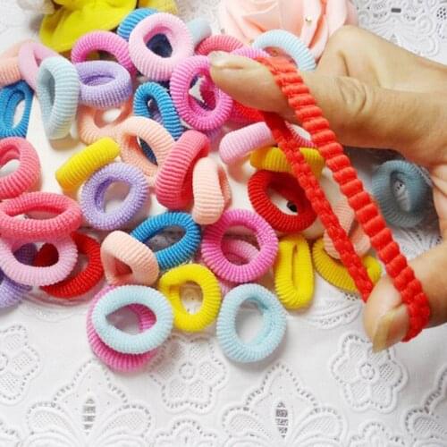 100pcs Kid Small Hair Bands Baby Girl Children Headbands Colorful Elastic Hair Tie Nylon Scrunchie Hair Rope Hair Accessories