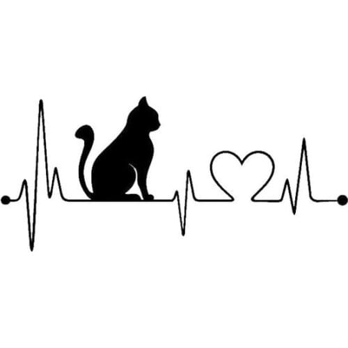 20*8.9CM Pet Cat Heartbeat Lifeline Vinyl Decal Creative Car Stickers Car Styling Truck Accessories