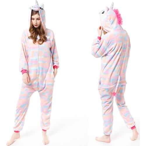 2021 Unicorn Stitch Onesies Adults Flannel Pajamas Unisex Anime Cosplay Party Costume Pyjamas Children Kids Pajamas Sleepwear