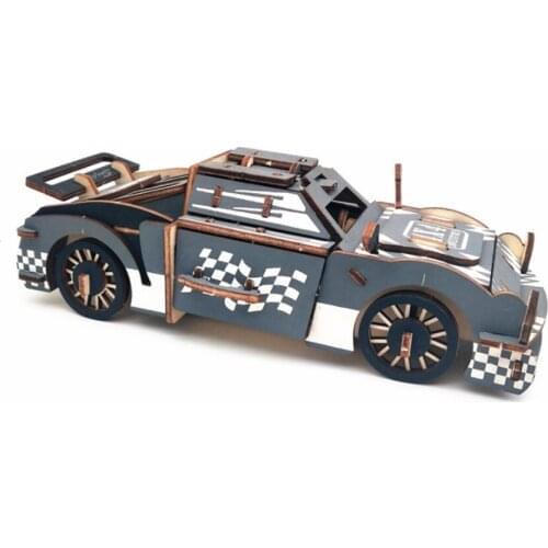 3D Puzzle DIY Creative 3D Cool running chariot Wooden Model Building Kit Toy Hobby Gift for Kids Adult P70