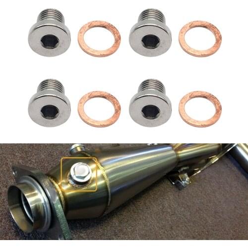 4 Set M12x1.25 Thread Silver 304 Stainless Steel O2 Oxygen Sensor Plug Bung Bolt