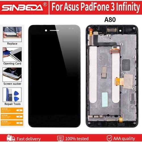 5.0" Original LCD Digitizer For ASUS Padfone 3 Infinity A80 LCD Display Touch Screen With Black Frame 100% Tested Free Tools