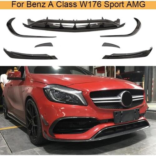Car Front Bumper Lip Spoiler Splitters Canards For Benz A Class W176 A200 A250 A45 AMG 2016-2019 Molding Garnish Bumper Trim