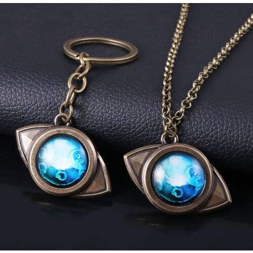 Anime The Promised Neverland Keychain Emma Amulet Eye Shape Pendant Necklace Cosplay Props For Man Woman Casual Jewelry