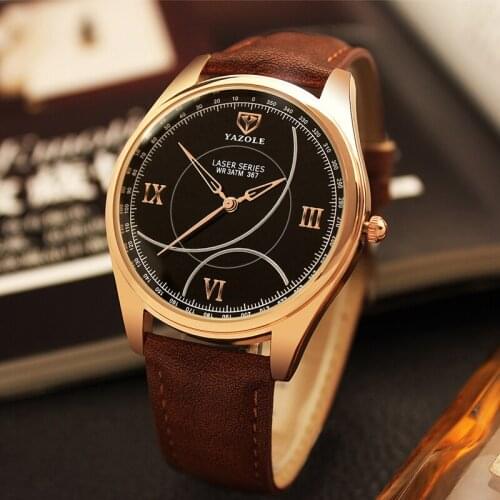 New Yazole Men Watch Fashion Retro Design Waterproof Leather Analog Quartz Clock Geneva watch man Relogio Masculino luxury Reloj