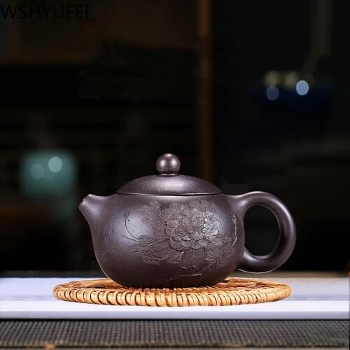 Yixing tea pot purple clay Peony xishi teapot chinese kettle Handmade Teaware custom Tea ceremony supplies 188 ball hole 220ml
