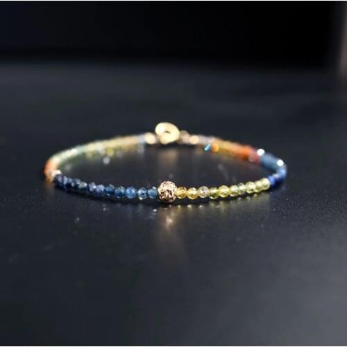 DAIMI G18k gold color sapphire bracelet Genuine Gemstones natural fashion bracelet for girlfriend