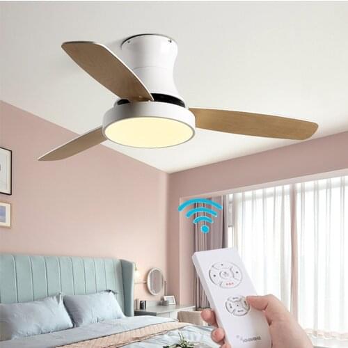 XIUXIU 2021 Modern Ceiling Fan Lamp with Led Light for Dining Living Room Kitchen Wood Silent Suction Fans Remote Control 220V